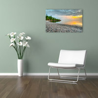 Lake Superior original photography print. Stone beach sunset wall art.