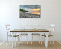 Lake Superior original photography print. Stone beach sunset wall art.